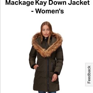 Mackage green kay down coat  used but in great condition